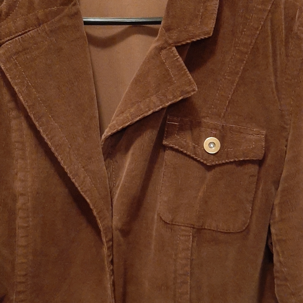 Eddie Bauer Chocolate Brown Fall Autumn Corduroy Blazer Size 12 Petite - Picture 7 of 7